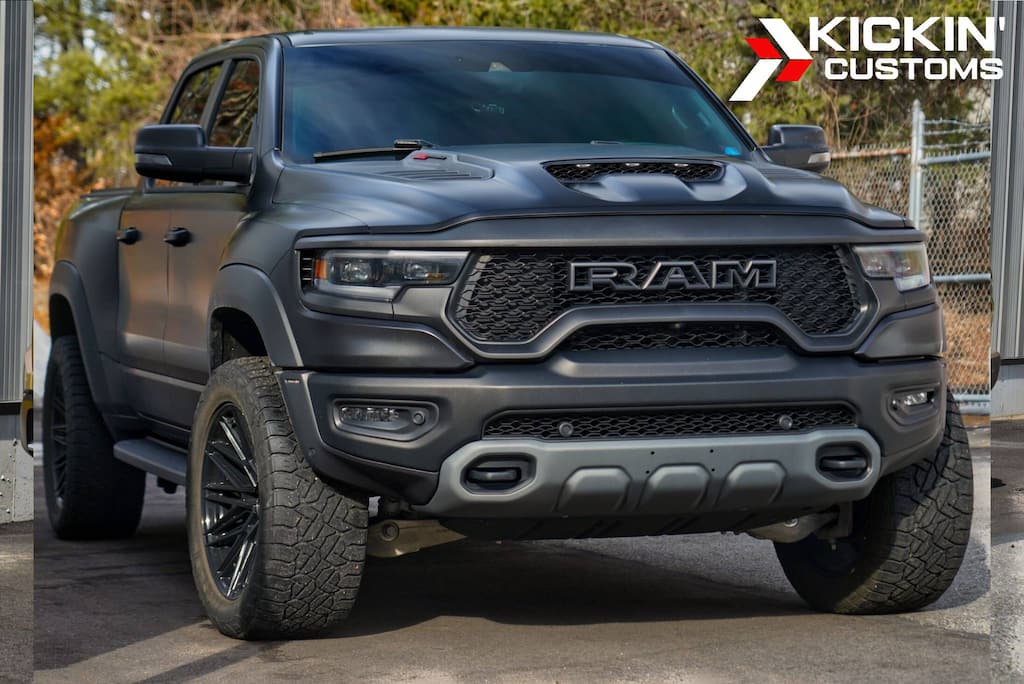 ram-trx-color-ppf-wrap-kickin-customs-waltham-ma RAM TRX enhanced with bold color PPF wrap, customized for a performance truck owner in Waltham MA.