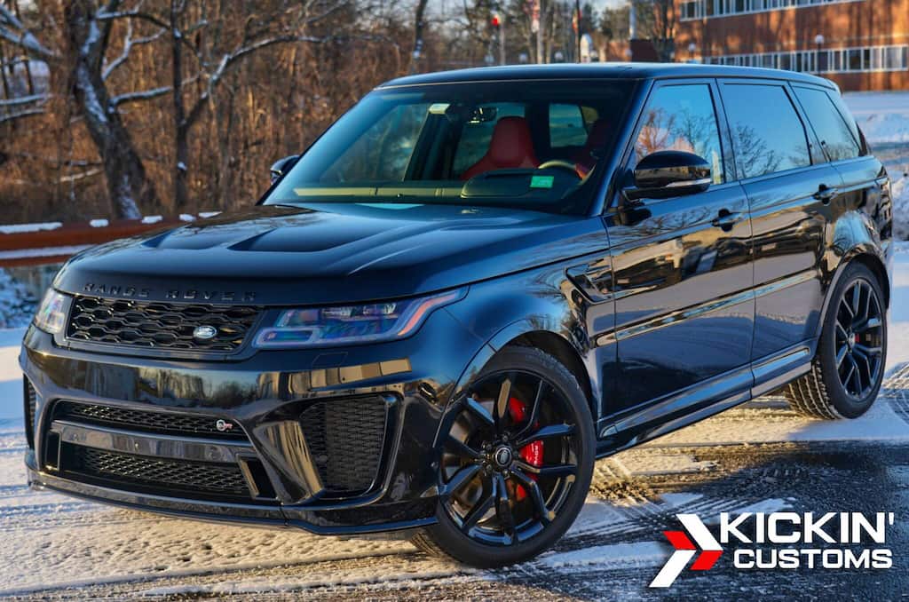 Range Rover Sport SVR with full front clearbra PPF protection installed in Saugus MA by Kickin’ Customs.
