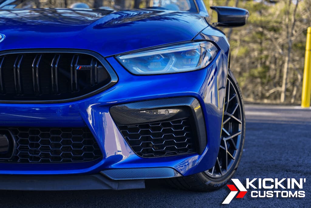 BMW M8 with full front PPF installation, offering gloss enhancement and chip protection for drivers in Quincy, Massachusetts