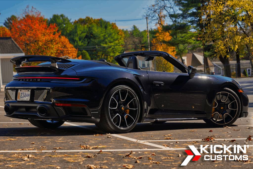 Porsche 911 Turbo Cabriolet fully protected with paint protection film and ceramic window tint at Kickin’ Customs, serving Quincy, Massachusetts